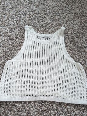 Love Tree Cream Open-Weave Cropped Tank